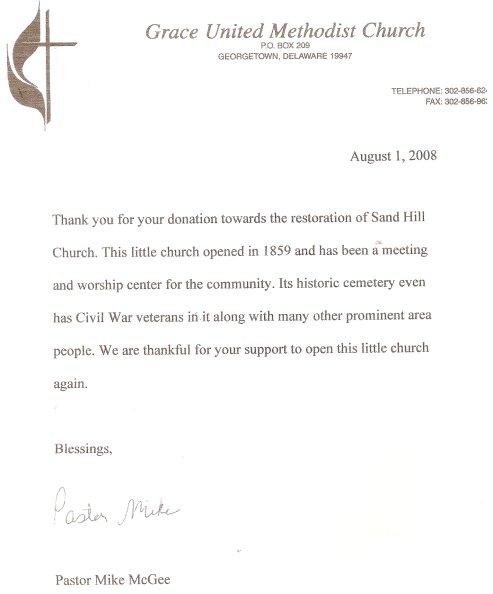 Grace United Methodist Church letter